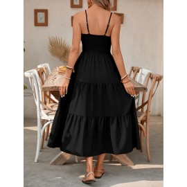 Elegant Mint Green Ruched Spaghetti Strap Maxi Dress for Women - Sleeveless, Cinched Waist, Flowy Vacation Style, Perfect for Spring/Summer, Spaghetti Suspender Dress