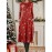 Women'S Elegant Christmas Snowflake Print Maxi Dress - Long Sleeve A-Line Winter Dress with Round Neck, Red & Snowflake Pattern, Cozy Casual to Semi-Formal Outfit for Holiday Parties & Casual Attire, Durable Winter Fabric (Snowflake Design