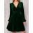 Deep V-Neck Puff Sleeve Velvet Short Dress for Women, Waist-Cinching Vintage Design, Suitable for Parties and Dinners