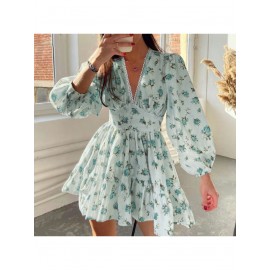 Women's Elegant Lace V-Neck Short Dress with Fitted Bodice & Flared - Mid-Length Wedding Guest Dress, Prom Dress, Special Occasion Outfit - Machine Washable (No underwire for)