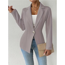 Women'S Elegant Oversized Tailored Blazer Jacket - Solid Color Winter Warmth Long Sleeve Single-Breasted Button Front Closure, Structured Loose Fit Casual to Formal Coat for Office, Business & Casual Attire - Versatile All-Season Outerwear (Autumn/W