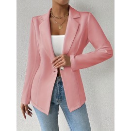 Women'S Elegant Oversized Tailored Blazer Jacket - Solid Color Winter Warmth Long Sleeve Single-Breasted Button Front Closure, Structured Loose Fit Casual to Formal Coat for Office, Business & Casual Attire - Versatile All-Season Outerwear (Autumn/W