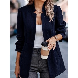 Women'S Elegant Thick Winter Coat - Self-Cleaning Jacquard Patchwork Striped Blazer, Loose-Fit Long Sleeve Single-Button Closure, Warm Casual to Formal Outerwear for Fall & Winter, Durable & Easy-Care (No Ironing) - Versatile for Jeans & Dresses