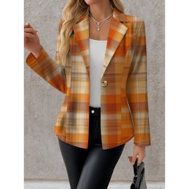 New Women'S Elegant Long Sleeve Blazer - Structured X-Silhouette Tailored Fit, Solid Color All-Season Versatile Coat with Single-Breasted Button Front Closure, H-Line Silhouette & Classic Notch Lapel Collar, Office to Party Jacket for Formal &