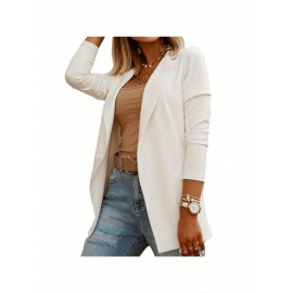 Women'S Slim Fit Solid Color Blazer - Chic Long Sleeve Single-Button Jacket, Lightweight All-Season Versatile Office & Casual Wear, Versatile Fashion | Chic Blazer | Lightweight Jacket