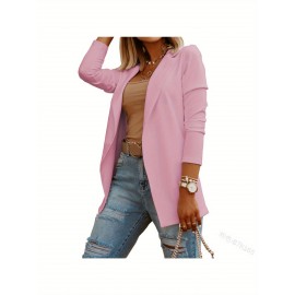 Women'S Slim Fit Solid Color Blazer - Chic Long Sleeve Single-Button Jacket, Lightweight All-Season Versatile Office & Casual Wear, Versatile Fashion | Chic Blazer | Lightweight Jacket
