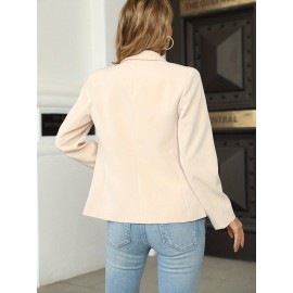Women's Elegant Slim-Fit H-Line Blazer Jacket with Lapel Collar & Single-Button Closure - Solid Color Work Office Blazer, Machine Washable, Year-Round Professional Outerwear
