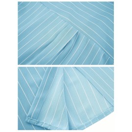 Womens Long Sleeve Button Shirt Blouse Loose Fit Casual V-Neck Tops