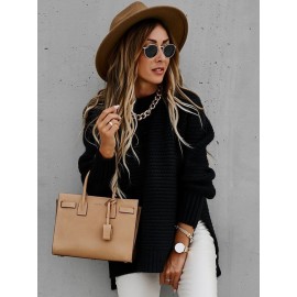 Women'S Oversized Grey Sweater - Soft High Neck Winter Warmth, All-Season Cozy Pullover, Trendy Casual & Formal Wear, Versatile Layering Piece for Everyday Outfits (No Bulk, Durable & Comfortable)