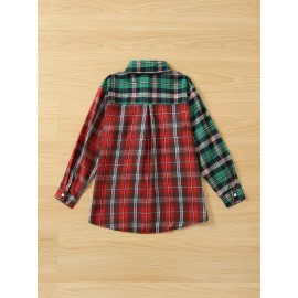 Contrast Color Plaid Shirt - Stylish Pocket Detail for Casual Wear