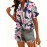 Women's Hawaiian Shirt - Short Sleeve A-Line Tropical Hibiscus & Palm Print Button-Front Blouse, Pink/Orange/Green/Navy Blue - Soft Breathable Aloha Top for Beach Vacation, Hawaiian Luau Party & Summer Outfits (Machine Washable)