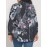 Women'S Plus-Size Elegant Asian-Inspired Floral Print Long-Sleeve Lapel Collar Blouse - Soft Breathable Fabric, Waist-Cinching & Button-Up Top with Umbrella Hem, All-Season Casual & Formal Shirt in Deep Gray Tones (Pink/White/Black) - Perfect Christ