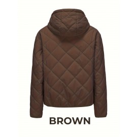 Women'S Fitted Hooded Coat with Pockets | Adjustable Drawstring Hood, Lightweight and Comfortable, Solid Color, Ideal for Autumn and Winter