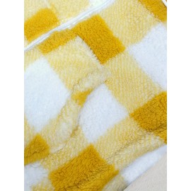 Women'S Plaid Fleece Coat - Mustard-Yellow & Checkered Winter Warmth, Soft Plush Jacket with Full-Zip Front Closure, Cozy Casual Outerwear for Fall & Winter, Winter Clothing, Fall Fashion, Stylish Outerwear, Fashion Lovers