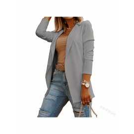 Women'S Slim Fit Solid Color Blazer - Chic Long Sleeve Single-Button Jacket, Lightweight All-Season Versatile Office & Casual Wear, Versatile Fashion | Chic Blazer | Lightweight Jacket
